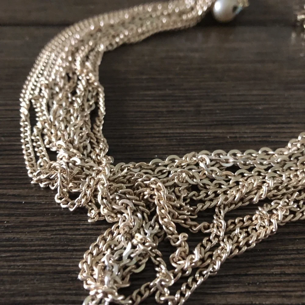 Vintage gold layered chain necklace